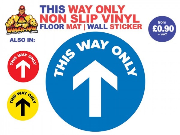 This Way Only Floor Mat Sticker Blue