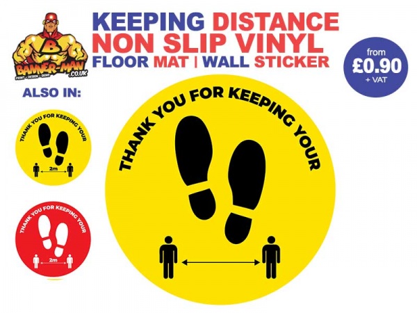 Keeping Distance Footprint  Floor Mat Sticker Yellow