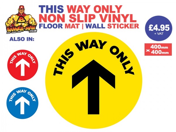 This Way Only Floor Mat Sticker Yellow