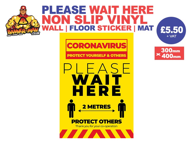 Please Wait Here Covid Retail Wall Sticker